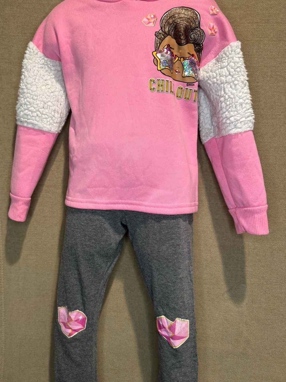 LOL Surprise Girls Size 5 Pink Hoodie & Gray Leggings Outfit Set #31